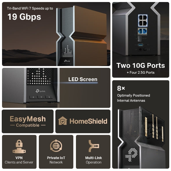 Tapo Tri-Band Wi-Fi 7 Router Archer BE800 (BE19000)