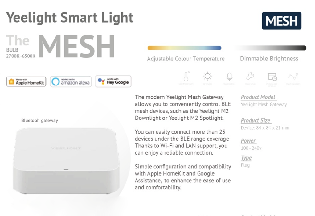 Yeelight Mesh Gateway Hub for M2 Downlight