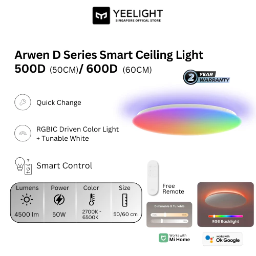 YEELIGHT ARWEN CEILING LIGHT 500D (RGBIC+QUICK CHANGE+BACK LIGHT)