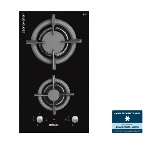 MW230G 30cm Wifi Hob with 2 Burners Glass (W300mm X D510mm )