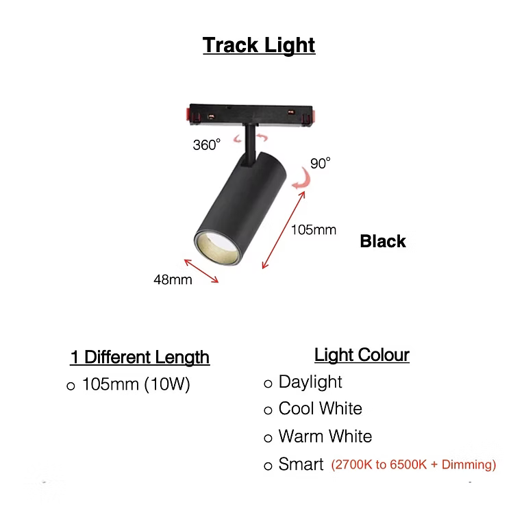 Installation example showing multiple H1 Pro spotlights positioned along a recessed magnetic track in a modern living room