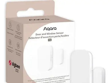 AQARA Door & Window Sensor packaging with Aqara branding on a white background