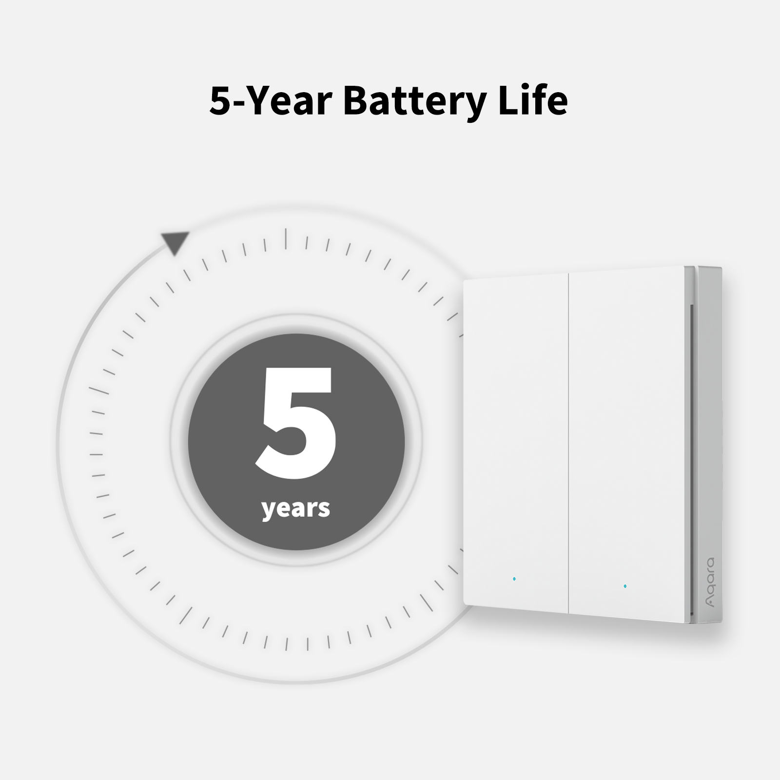AQARA Wireless Switch H1 with a 5-year battery life indicator on a white background