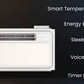 Aqara smart bath heater with features listed on a dark background