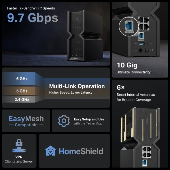 Tapo Tri-Band Wi-Fi 7 Router Archer BE550 Pro (BE9700)