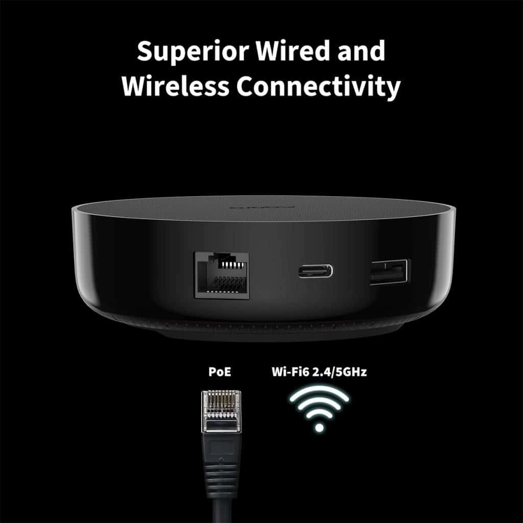 Hub 200 with connectivity features on a black background
