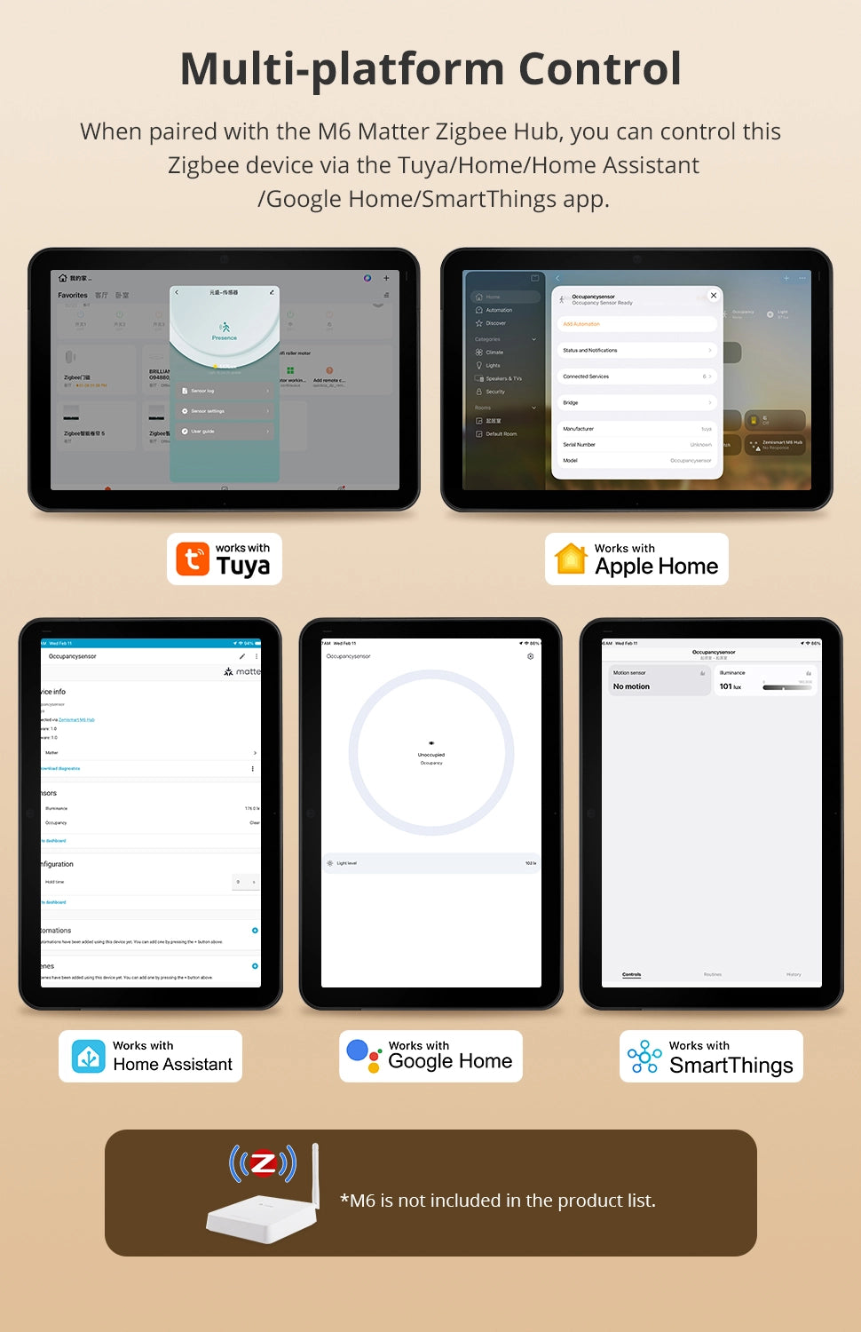 Smart Life controls for sensitivity, no-presence delay and ambient-light monitoring.