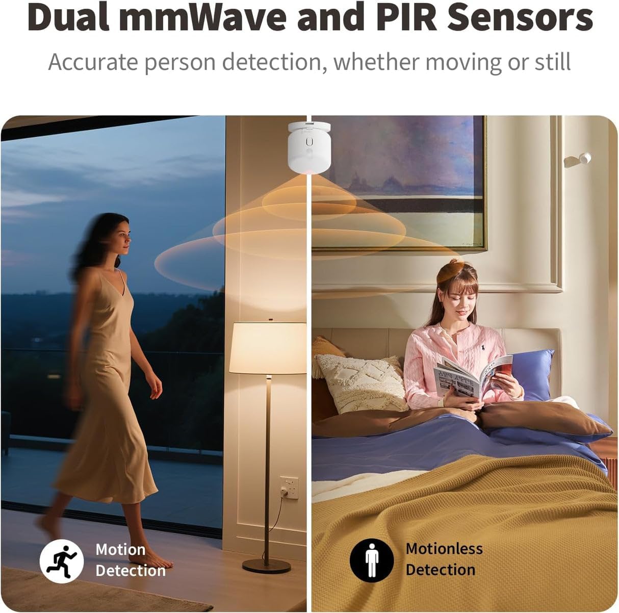 Dual mmWave and PIR Sensors with motion and motionless detection examples for the Presence Sensor FP300