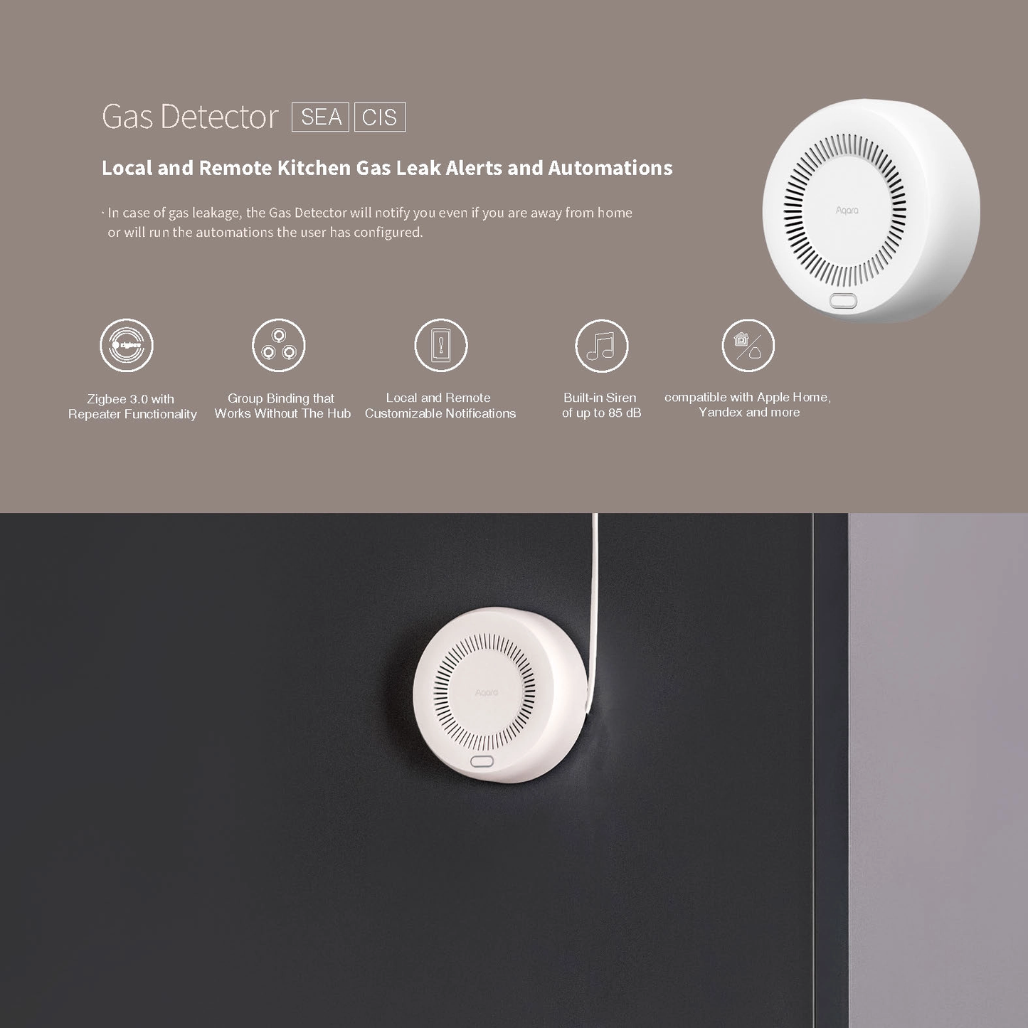 Smart Gas Detector with local and remote kitchen gas leak alerts and automations