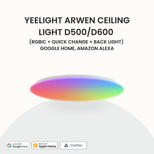 Yeelight Arwen Ceiling Light D500/D600 (RGBIC + QUICK CHANGE + BACK LIGHT) Google Home, Amazon Alexa