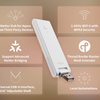 White USB device with features listed on a brown background