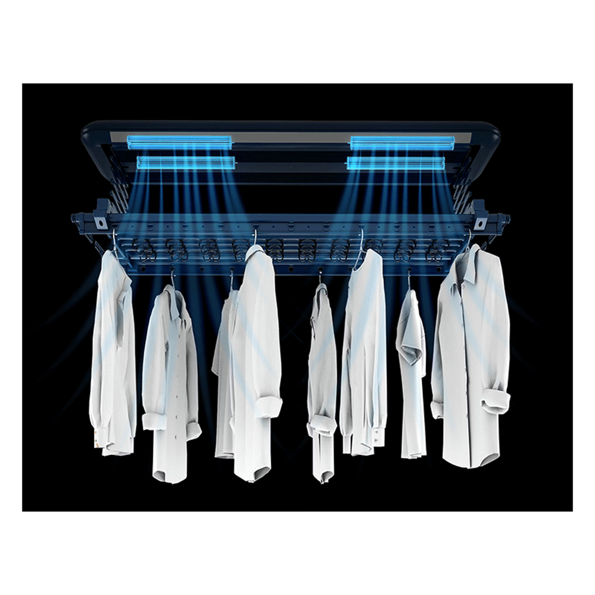 Quad PTC heater system with dual thermostats maintains consistent 60°C temperature while preventing overheating for fabric care