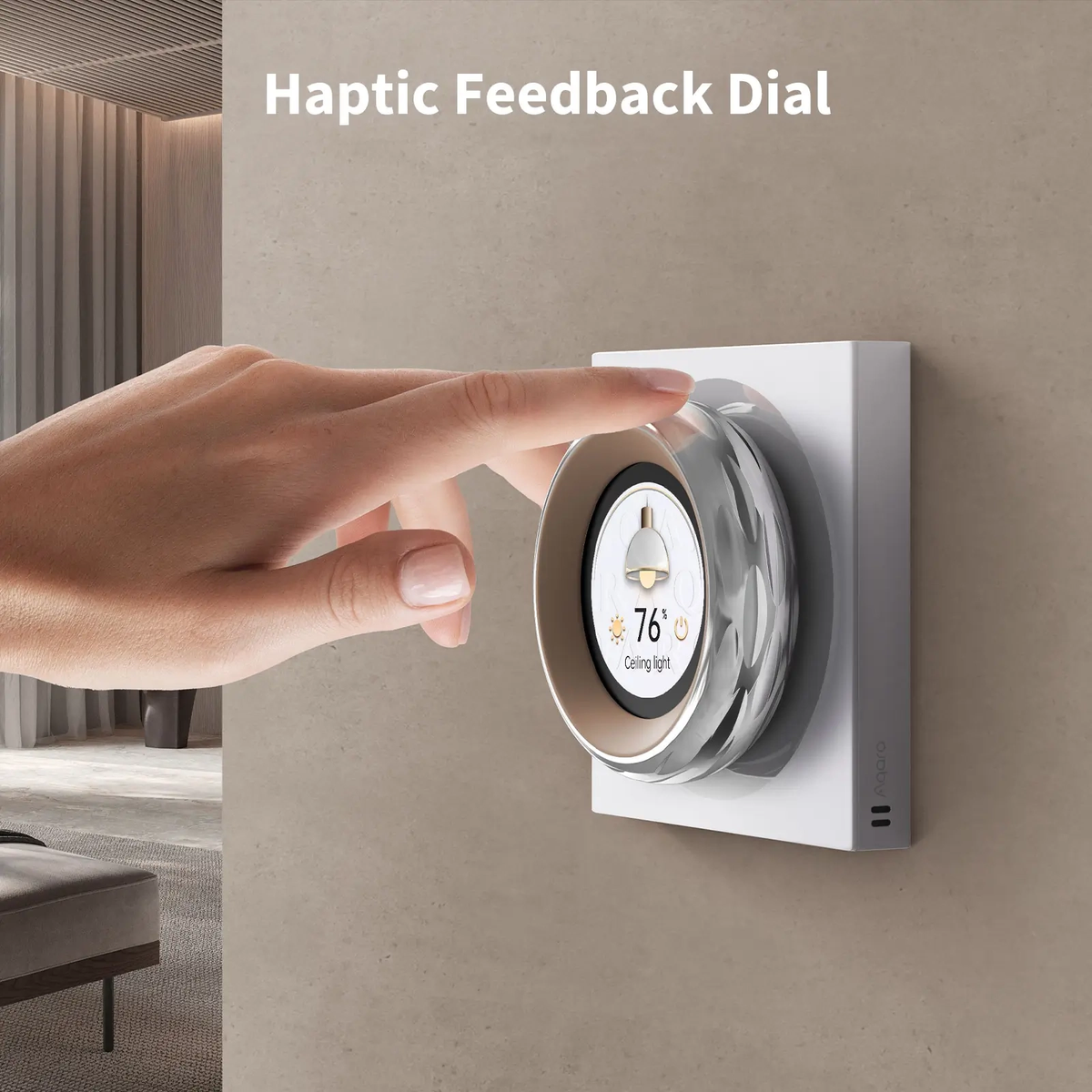 Physical rotary dial combined with touchscreen interface for precise control of lights and thermostats