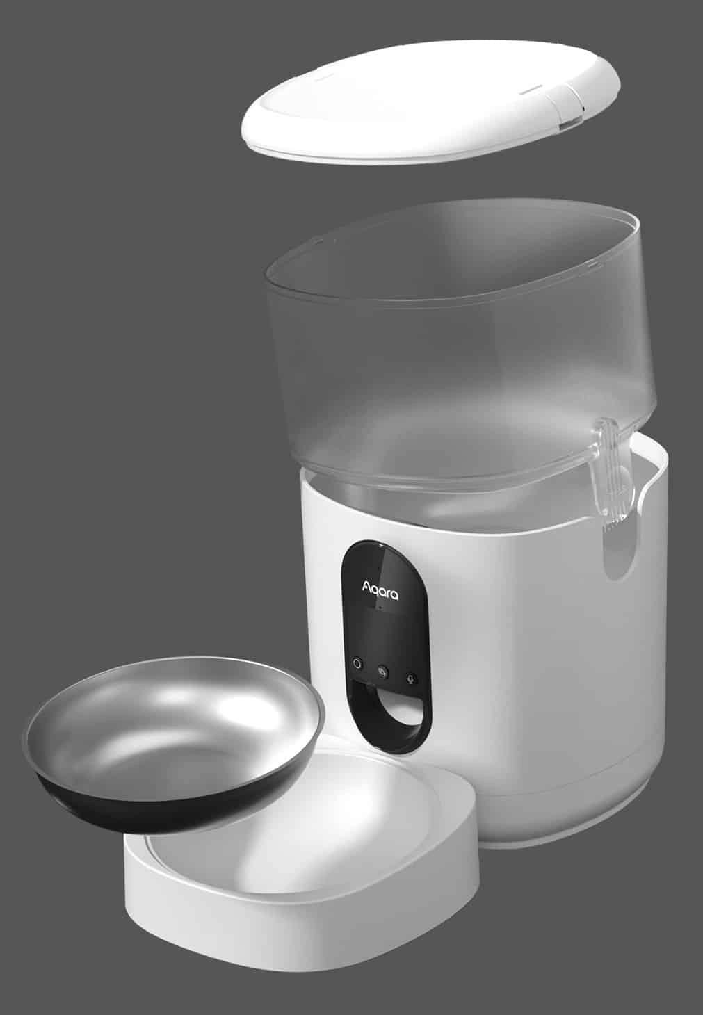 Manual feed button and stainless steel bowl