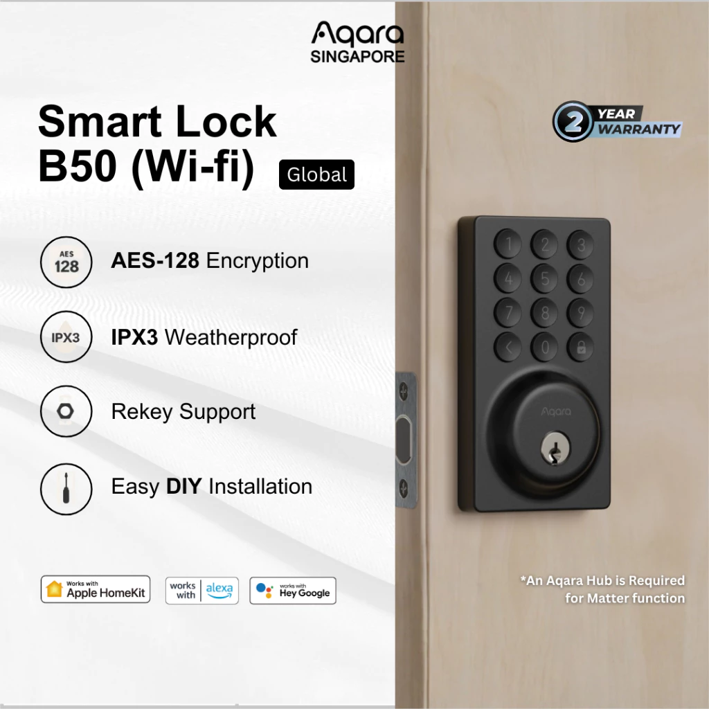 Unlock via Apple Home Key, fingerprint, PIN, NFC, or key.