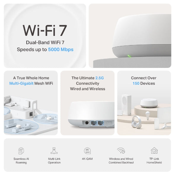 Tapo Deco BE25 BE5000 Whole Home Mesh Wifi 7 System